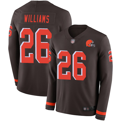 Cleveland Browns Greedy Williams Men Brown Limited Jersey #26 NFL Football Therma Long Sleeve